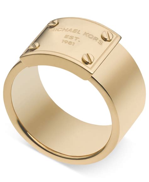 michael kors gold logo plaque ring|Precious Metal.